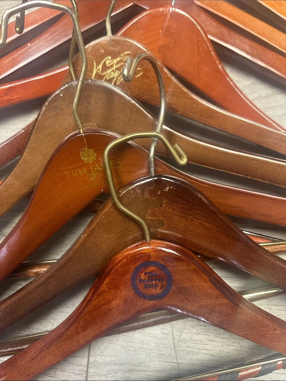 Set of 11 Wooden Suit Hangers - Cherry Finish
